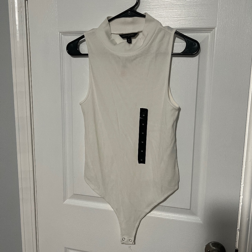 Banana Republic White Mock Neck bodysuit